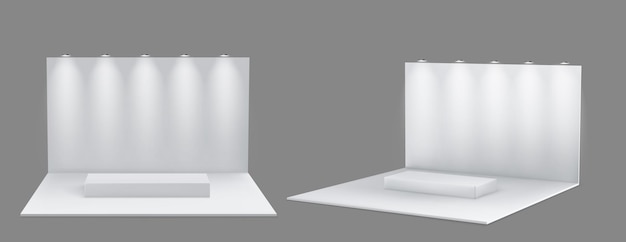 Vector gratuito pared de cabina de soporte 3d blanca para el diseño de exhibiciones comerciales