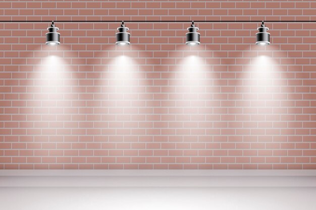 Pared de ladrillo con fondo de luces puntuales