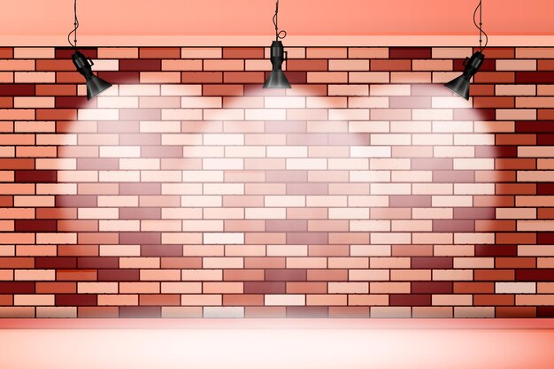 Pared de ladrillo con luces de fondo
