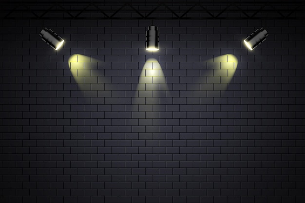 Pared de ladrillo con papel tapiz de luces puntuales