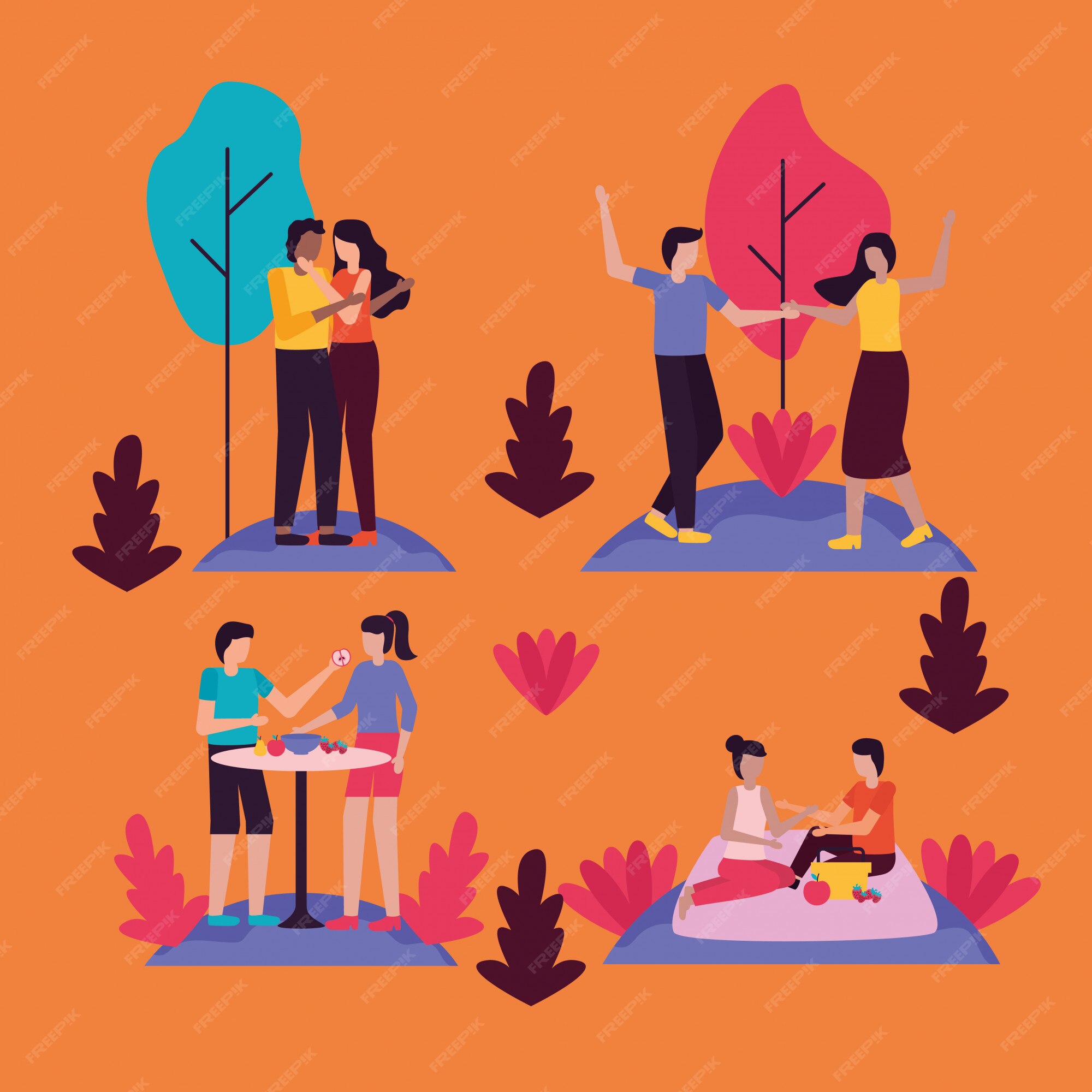 Pareja actividades románticas al aire libre plana | Vector Gratis Pareja actividades románticas al aire libre plana | Vector Gratis