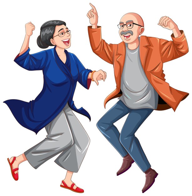 Pareja de ancianos europeos bailando aislado