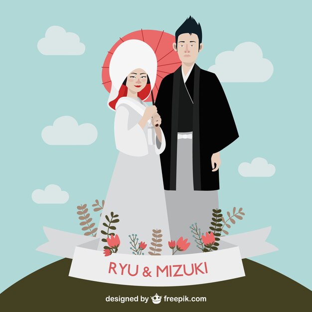 Pareja de boda japonesa