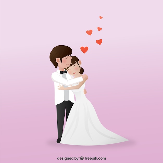 Vector gratuito pareja de boda romántica