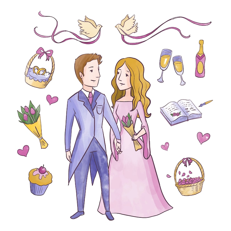 Vector gratuito la pareja de bodas