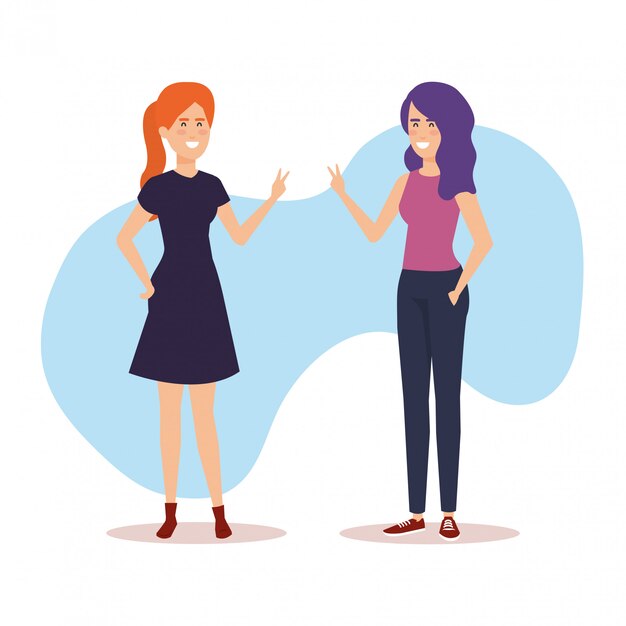 Pareja chicas avatares personajes