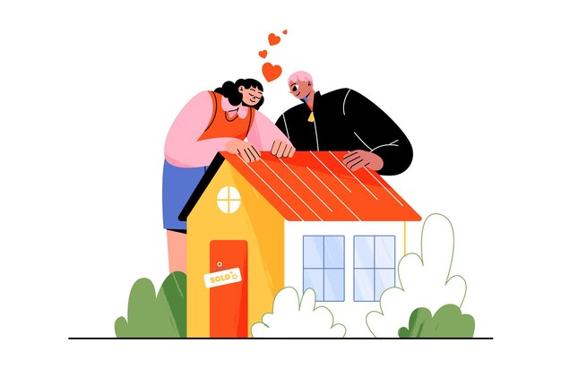 Pareja comprando casa compra de propiedad inmobiliaria