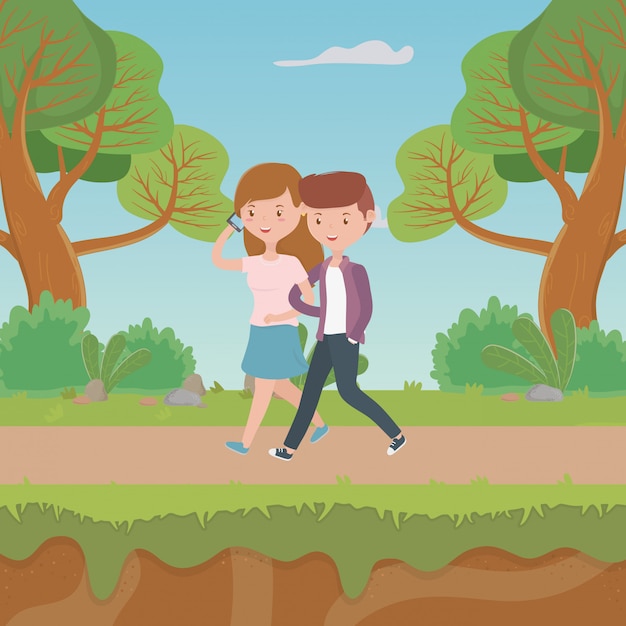 Vector gratuito pareja de dibujos animados de mujer y hombre