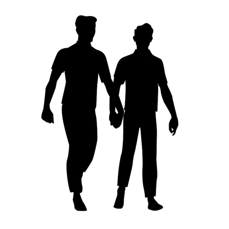 Vector gratuito pareja de diseño plano tomados de la mano silueta