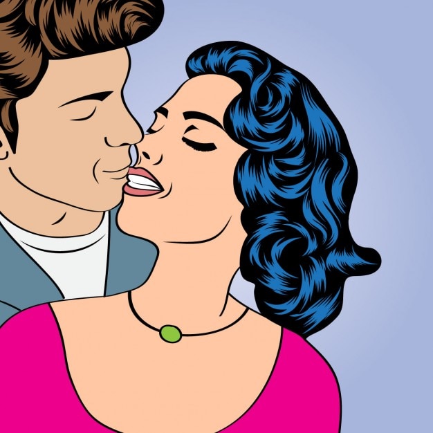 Una pareja enamorada, estilo comic