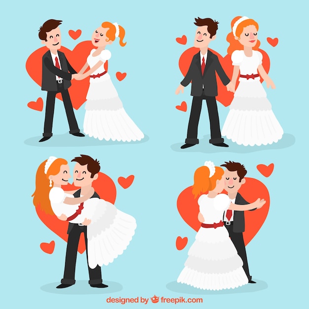 Vector gratuito pareja de enamorados recién casados