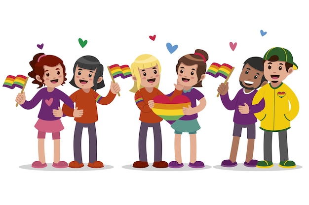 Pareja y familia en el diseño del día del orgullo