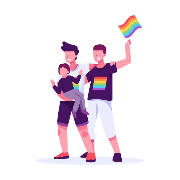 Pareja y familias en el día del orgullo
