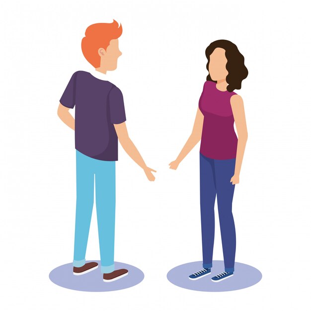 Pareja hablando personajes avatares