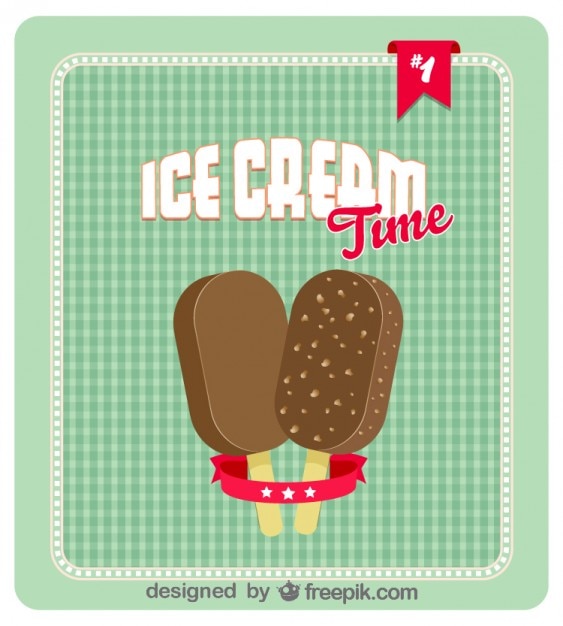 Pareja de helados de chocolate en diseño de poster retro