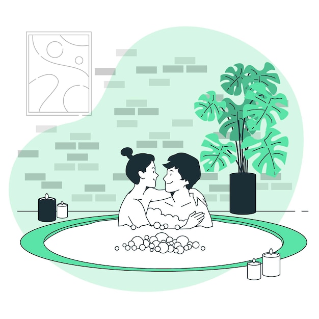 Vector gratuito pareja en una ilustración de concepto de jacuzzi