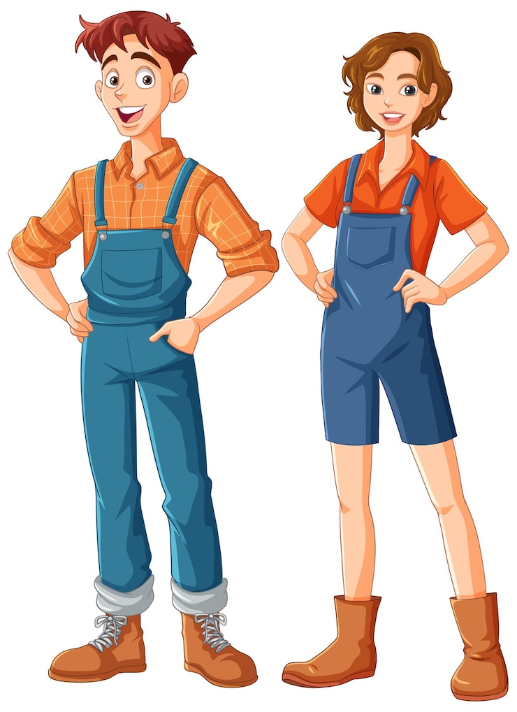 Vector gratuito pareja de jardineros en postura de pie vector