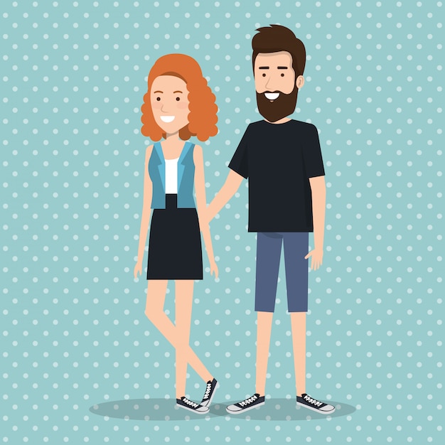 Vector gratuito pareja joven avatares personajes