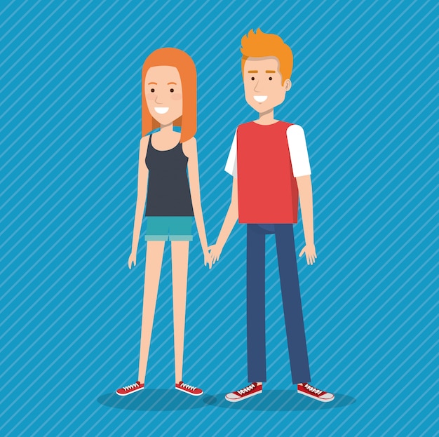 Vector gratuito pareja joven avatares personajes