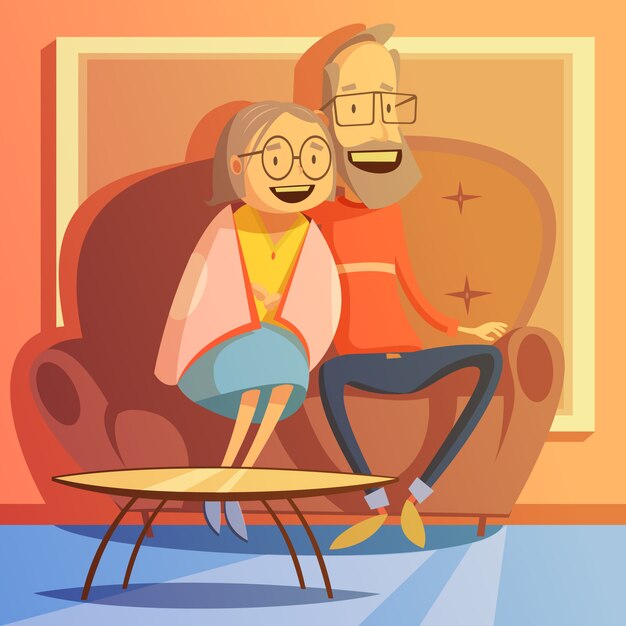 Pareja mayor, sentado, en, un, sofá