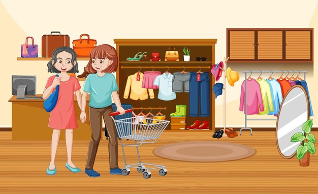 Una pareja de mujeres haciendo compras en el centro comercial
