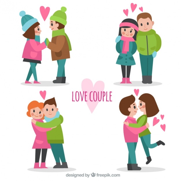 Vector gratuito pareja plana colorida enamorada