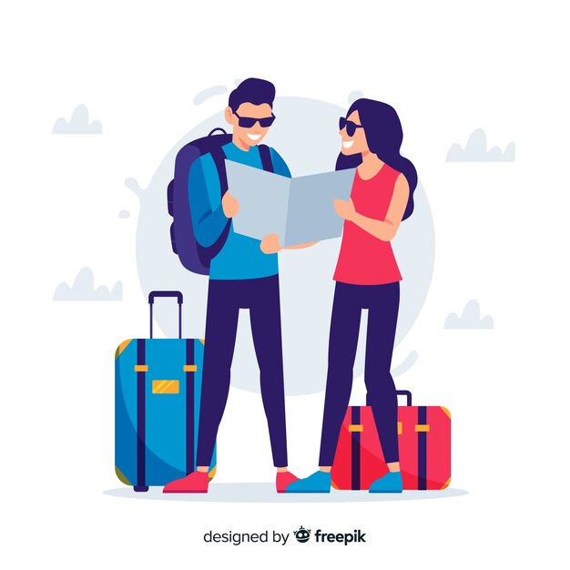 Pareja plana viajando