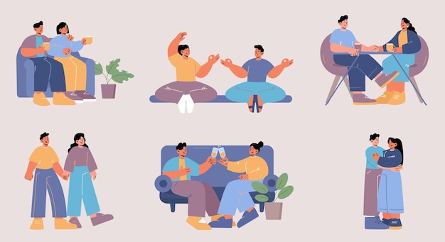 pareja, romance, cita, hombre y mujer, enamorado, conjunto