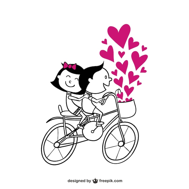 Pareja romántica en bicicleta