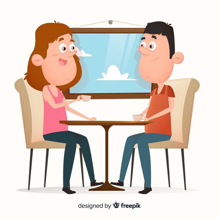 Vector gratuito pareja sentadas en la cafetería