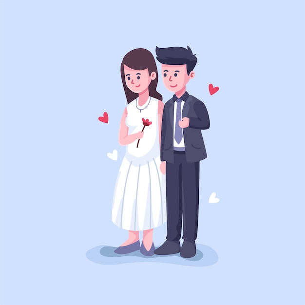 Vector gratuito parejas de boda en diseño plano