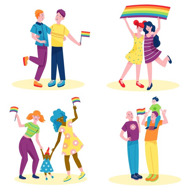 Parejas celebrando el día del orgullo