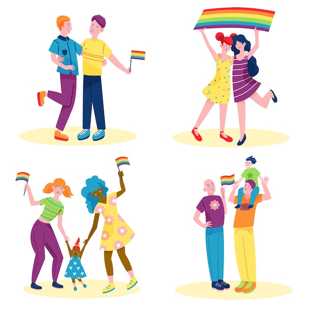 Parejas celebrando el día del orgullo