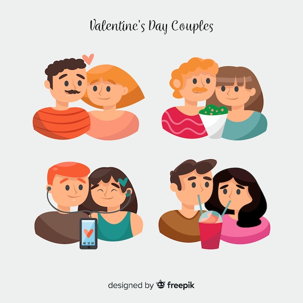 Vector gratuito parejas día de san valentín