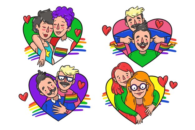 Parejas y familias celebrando el día del orgullo
