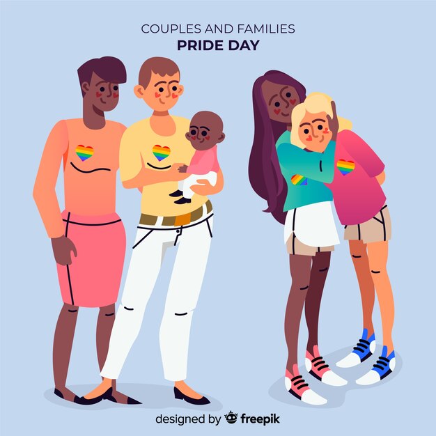 Parejas y familias del día del orgullo lgbt
