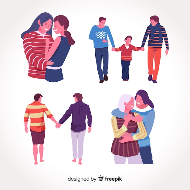 Parejas y familias del día del orgullo lgbt