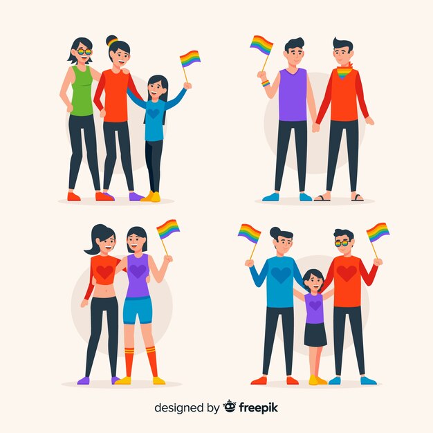Parejas y familias del día del orgullo lgbt