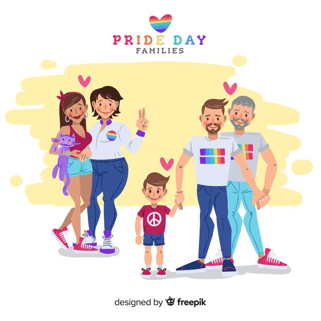 Parejas y familias del día del orgullo lgbt