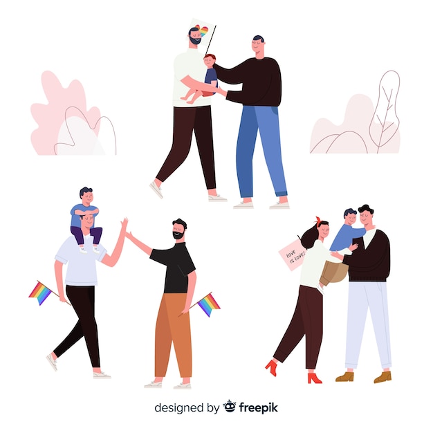 Parejas y familias del día del orgullo lgbt