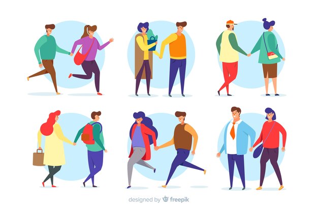 Parejas jóvenes caminando juntas
