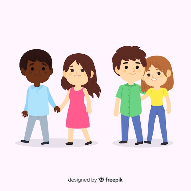 Parejas jóvenes caminando juntas