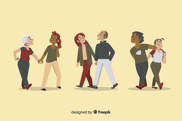 Parejas jóvenes paseando