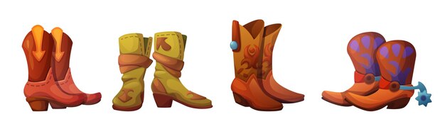 Pares de botas de vaquero tradicionales del oeste