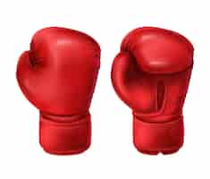 Vector gratuito pares realistas de guantes de boxeo rojos