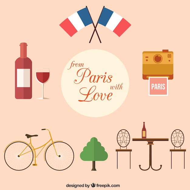 Vector gratuito de paris con amor