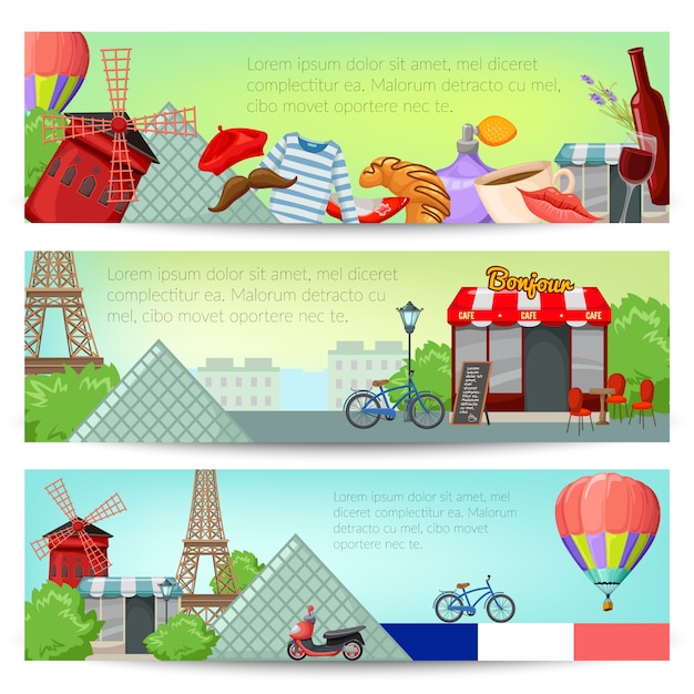 Vector gratuito paris banner set