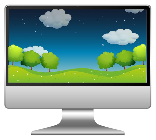 Parque nocturno en el escritorio de la computadora