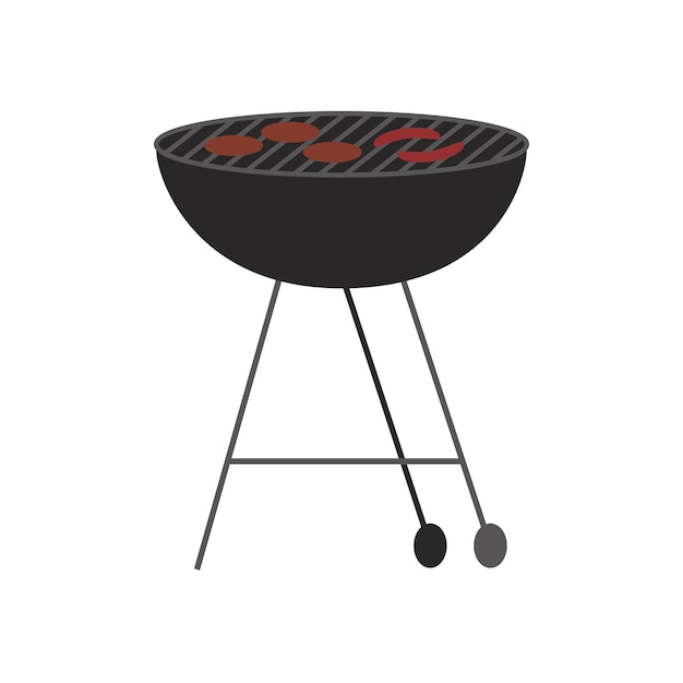 Vector gratuito parrilla de barbacoa con icono de carne aislado