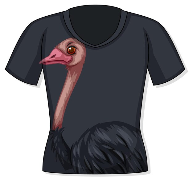 Parte delantera de la camiseta con estampado de avestruz